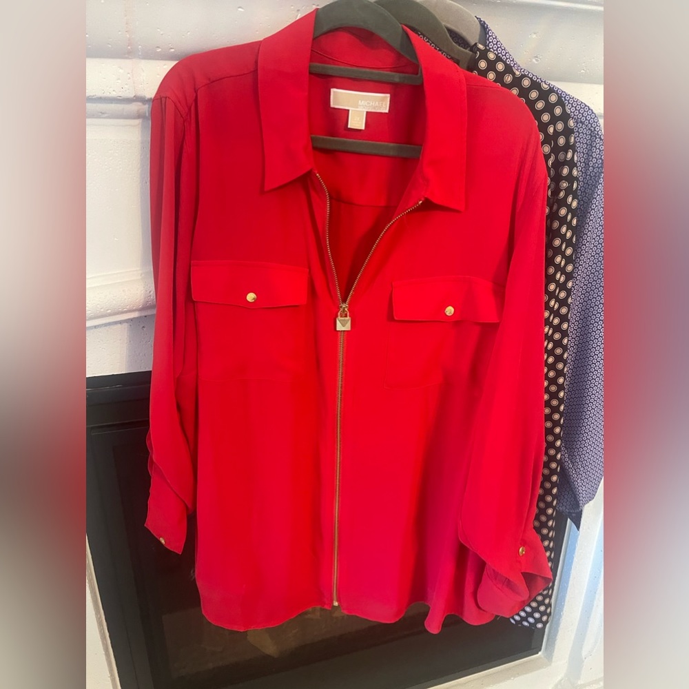 Set of 3 Michael Kors zip-front blouses 2x & 3x